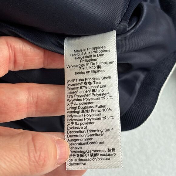 J. Crew Lucie Lady Jacket Women 4 Navy Blue Stretch Linen Blend Preppy Nautical - Picture 6 of 9